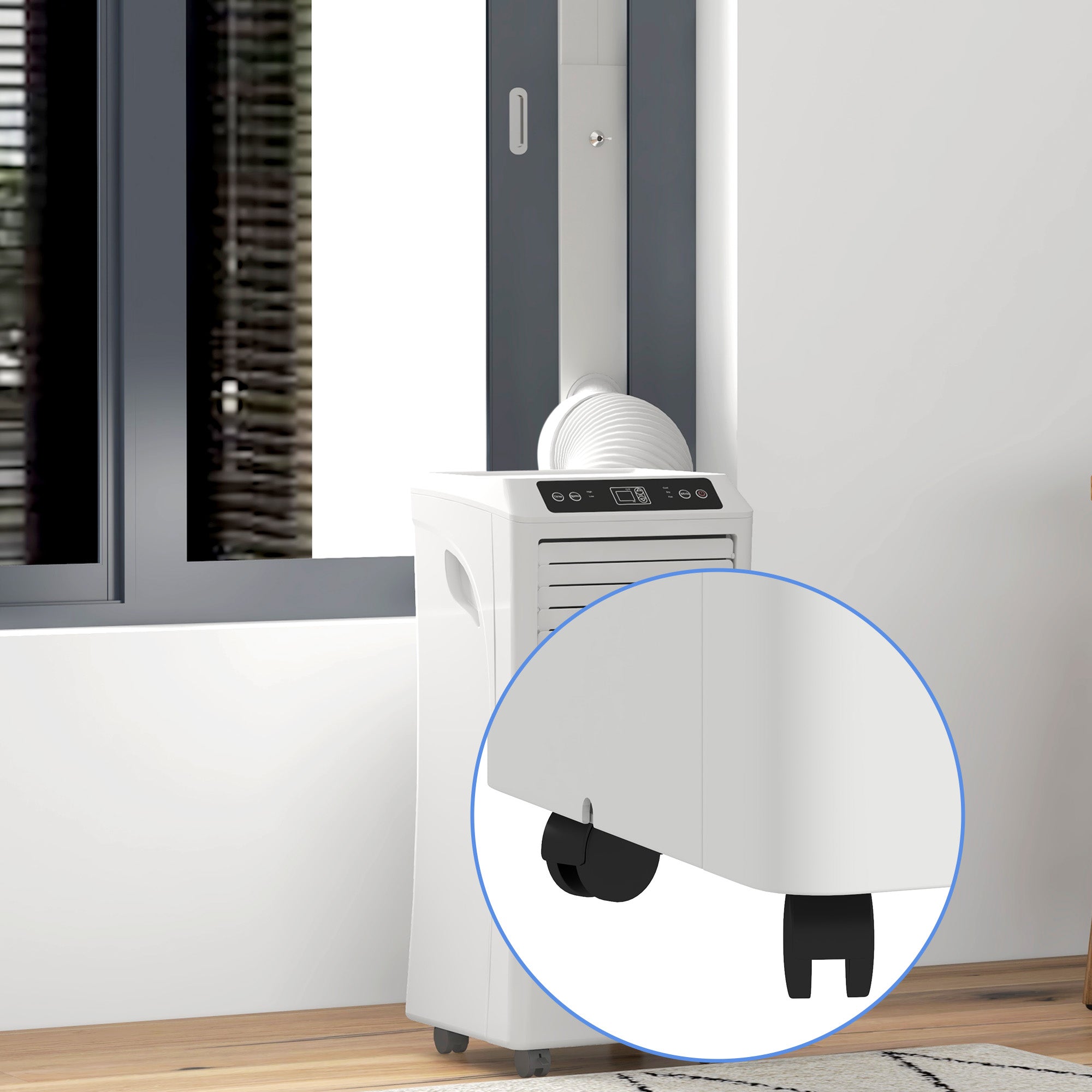 HOMCOM 9000 BTU Air Conditioning Unit, 3-in-1 Portable Air Conditioner, Dehumidifier, Cooling Fan with Remote Control, Digital Display, 2 Speeds, 24H Timer, Window Venting Kit, 28m²
